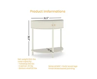 sumyeg 31.5" Corner Cabinet Side Table with 2 Storage Drawers and Bottom Shelf