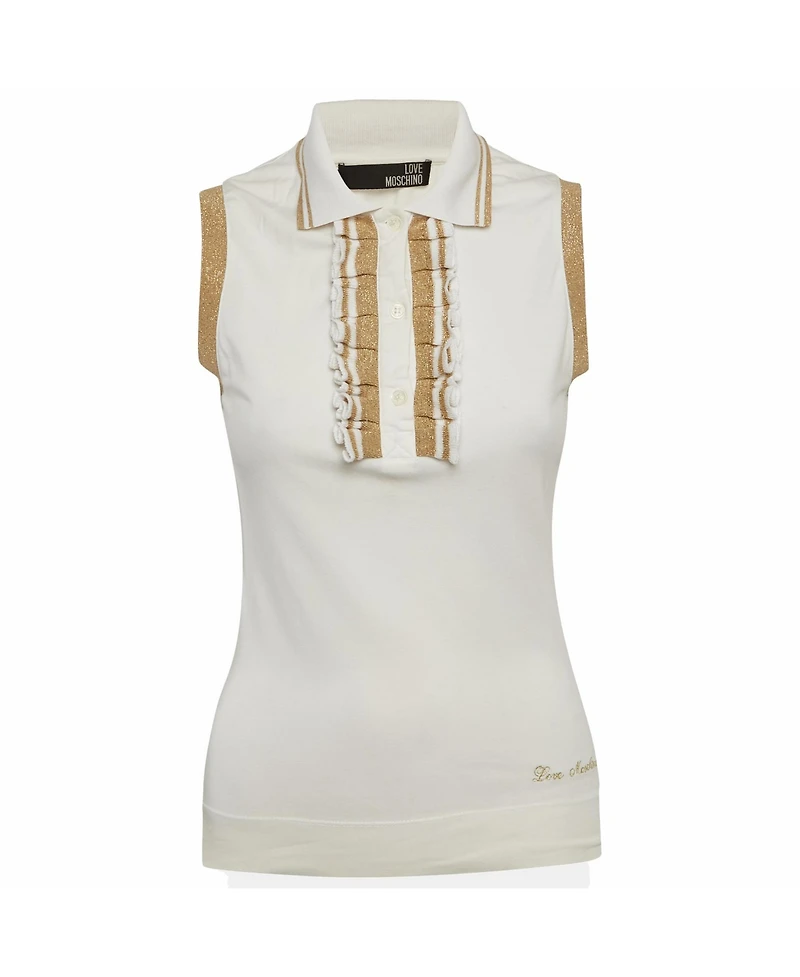 Pre-Owned Love Moschino Women's Jersey Ruffled Sleeveless T-Shirt