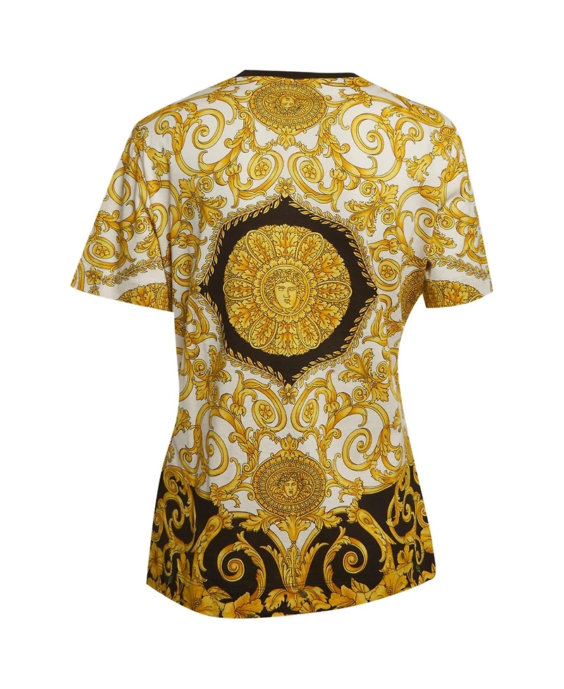 Pre-Owned Versace Women's Baroque Print Jersey Crew Neck T-Shirt