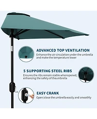 gaomon Half Patio Umbrella with Smooth Crank Lift, Shade Canopy for Patio, Backyard, Garden (No Base)