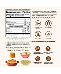 Vitauthority Bone Broth Collagen Mushroom Powder, 310 Gram Pouch, Protein and Collagen Support