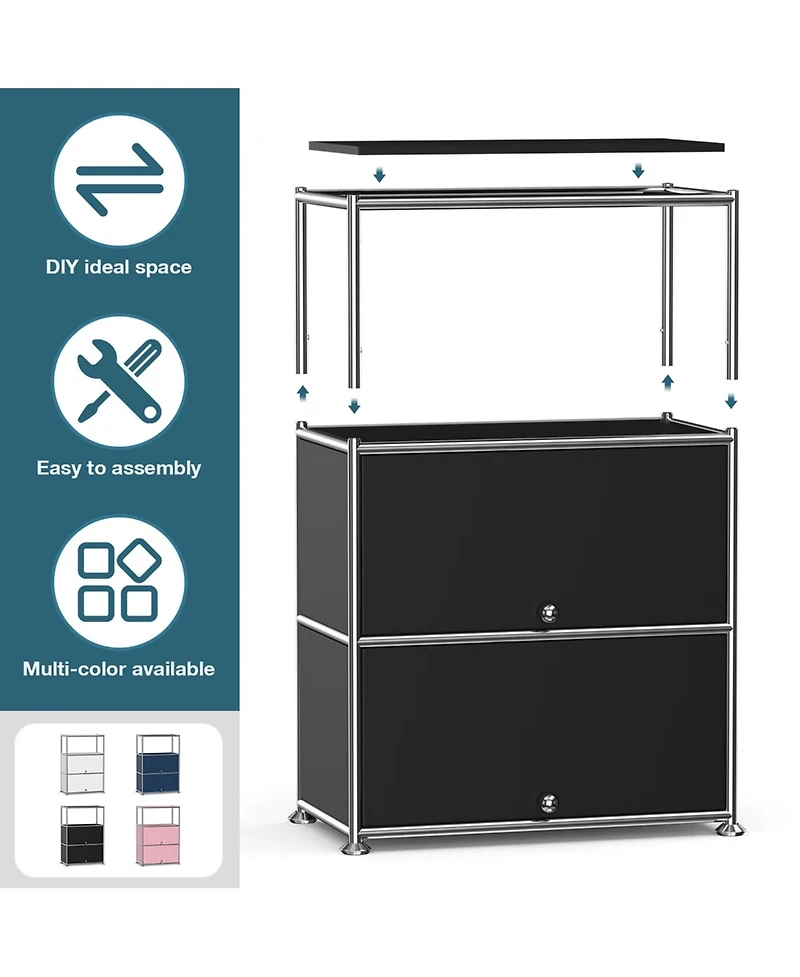 Mega Casa 3-Tier Storage Cabinet Metal Shelving Unit – Multi-Functional Kitchen Organizer, White
