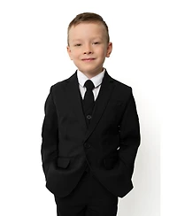 Peanut Butter Collection Toddler Boys Luxor Slim Fit Wool Blend 5-Piece Shirt, Tie, Jacket, Vest and Pants Suit Set
