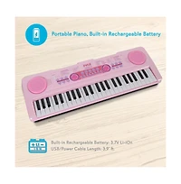 Pyle Portable Kids Karaoke Piano Keyboard with Wired Microphone, Rechargeable Battery - 49 Keys, PKBRD4911PK