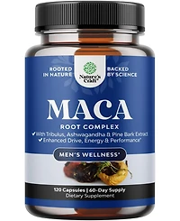 Nature's Craft Maca Root Complex for Men with Siberian Ginseng, Ashwagandha and Black Maca Herbal Supplement for Men's Health, 120 Capsules