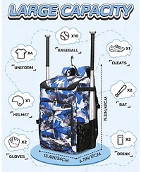 Furlihong Camouflage Pattern Youth Baseball Softball Gear Bag Backpack - for Ages 8-14, Large Bat with Ventilated Shoe Compartment Players