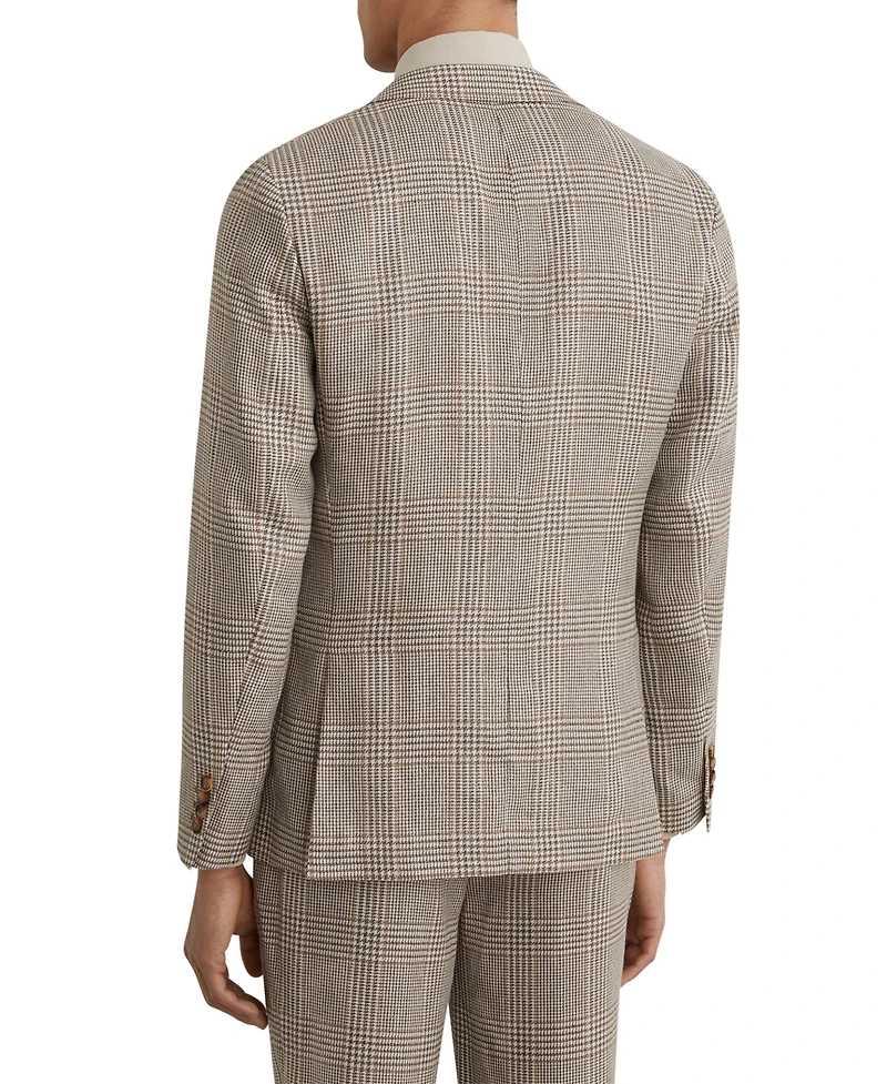 Reiss Men's Epsom Tailored-Fit Linen-Wool Single-Breasted Check Blazer