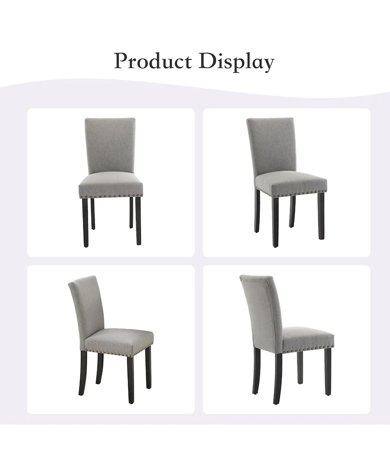 gaomon Upholstered Dining Chairs Set of 6, Fabric Parsons Dining Room Chair with Nailhead Trim & Sturdy Wood Legs, Modern Fabric Kitchen Chairs