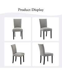 gaomon Upholstered Dining Chairs Set of 6, Fabric Parsons Dining Room Chair with Nailhead Trim & Sturdy Wood Legs, Modern Fabric Kitchen Chairs