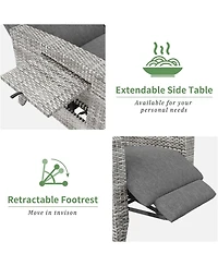 gaomon Outdoor Reclining Patio Chair with Adjustable Backrest & Footrest, All Weather Wicker Chaise Lounge with Air Pump, 150degree(s) Lay Flat Design