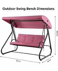 gaomon 3-Seat Outdoor Swing Glider with Canopy, Converts to Bed, 750 lbs Capacity for Patio Backyard Garden