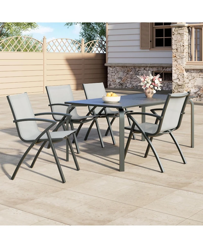 gaomon Modern Aluminum Outdoor Dining Chair- Quick-Dry Textilene- Ergonomic for Patio Poolside Restaurant