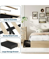 Gaomon Bed Frame with 2 Storage Drawers, No Headboard, Wood Slat Support, Noise Free