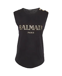 Pre-Owned Balmain Women's Logo Print Jersey Tank Top