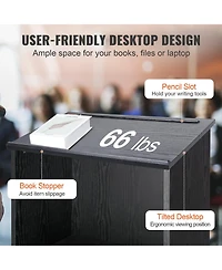 Gouun Podium Stand with Rolling Wheels and Storage Shelves