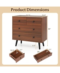Wide Wooden Dresser with 4 Drawers for Bedroom Living Room