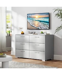 Gouun 6-Drawer Storage Cabinet with Metal Legs and Anti-Toppling Devices, 47 x 18 x 30.5
