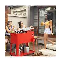 Boyel Living 80 Quart Outdoor Patio Rolling Steel Construction Cooler