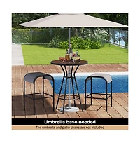 Boyel Living 3 Pieces Outdoor Round Bar Table Set with 1.6 Inches Umbrella Hole
