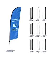 Instahibit 10 Pack 11 Feet Feather Flag Pole Kit with Cross Base Stand and Weight Bag