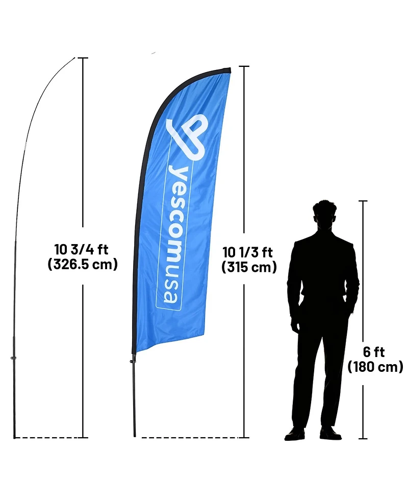 InstaHibit 10 Pack 11ft Feather Flag Pole Kit for Business Advertising Flags