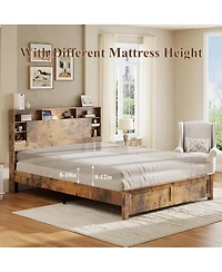 Streamdale Furniture Platform Bed with Storage Headboard and Charging Station