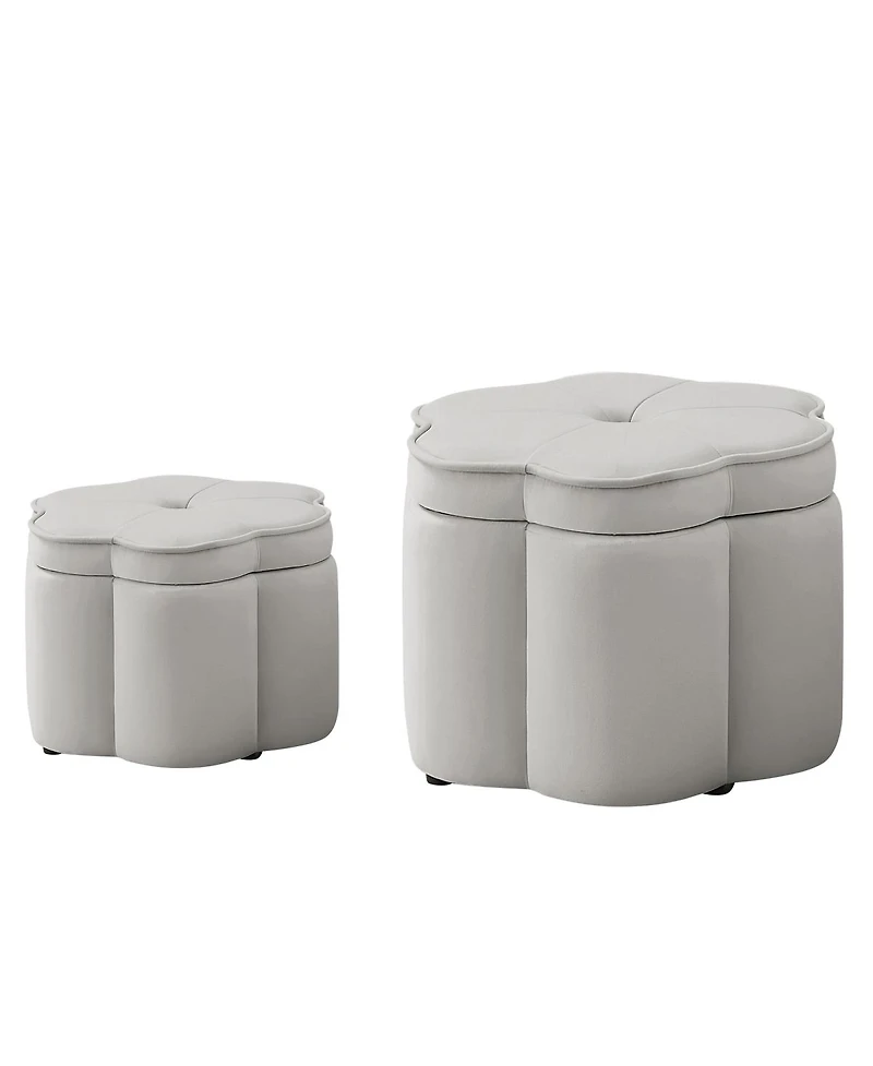 Streamdale Furniture Velvet Storage Ottoman Set of 2