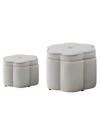 Streamdale Furniture Velvet Storage Ottoman Set of 2