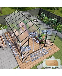 Streamdale Furniture Windproof Aluminum Greenhouse 10x14 Ft Polycarbonate Walk-in All Season