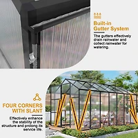 Streamdale Furniture 6x14FT Walk-in Outdoor Greenhouse with Polycarbonate Roof & Aluminum Frame