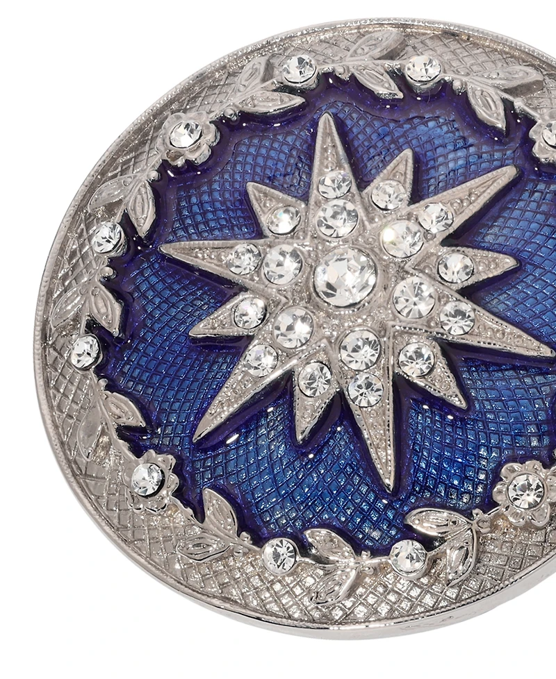 Symbols of Faith Silver-Tone Blue Enamel Star of Bethlehem Pin