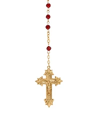 Symbols of Faith Gold-Tone Siam Bead Jesus Decal Rosary