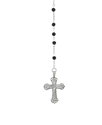 Symbols of Faith Pewter Black Bead Mother Mary Rosary