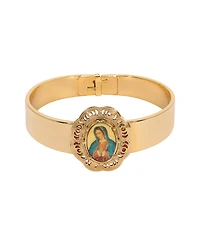 Symbols of Faith Gold-Tone Oval Virgin Mary Decal Bracelet