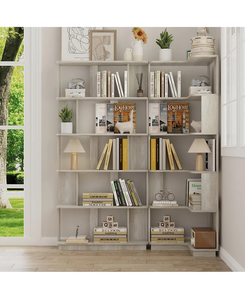 Streamdale Furniture 2-Piece Shape Corner Bookcase Set, Space Saving, Light and More