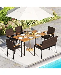 Sugift 6-Piece Outdoor Dining Set with Umbrella Hole