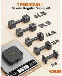 Fed Fitness 5-in-1 Adjustable Dumbbells Pair, Lbs Quick-Adjust Hand Weights for Home Gym and Outdoor Training