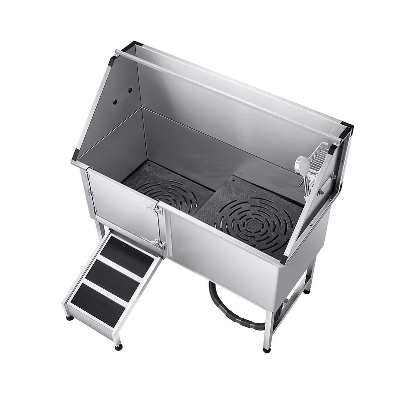 Ruie 62 inch Stainless Steel Dog Washing Station with Walk Up Ramp Filter Board