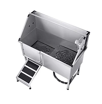 Ruie 62 inch Stainless Steel Dog Washing Station with Walk Up Ramp Filter Board
