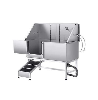 Ruie 62 inch Stainless Steel Dog Washing Station with Walk Up Ramp Filter Board