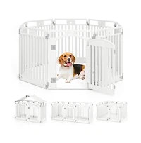 Ruie 8-Panel Plastic Dog Fence Indoor Outdoor Pen with Locking Door