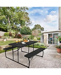 Yiortwo Folding Picnic Table Set with Benches, Indoor Outdoor Hdpe