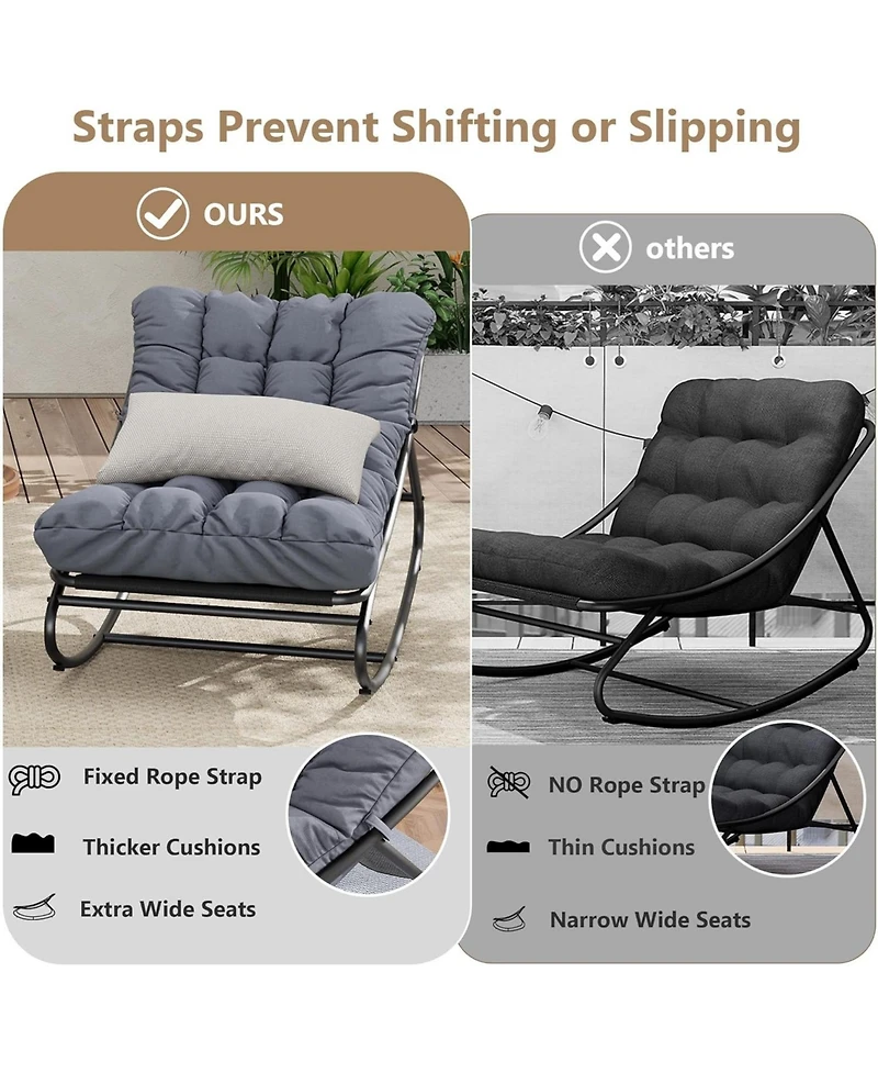 gaomon Outdoor Rocking Chair with Thick Cushion