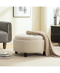 Streamdale Furniture Upholstered Round Storage Ottoman with Reversible Lid
