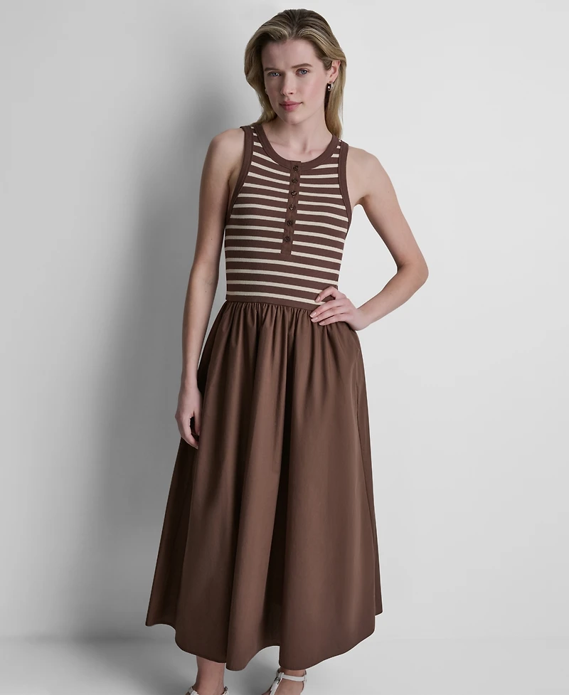 Dkny Jeans Women's Rib Henley Tank Maxi Dress