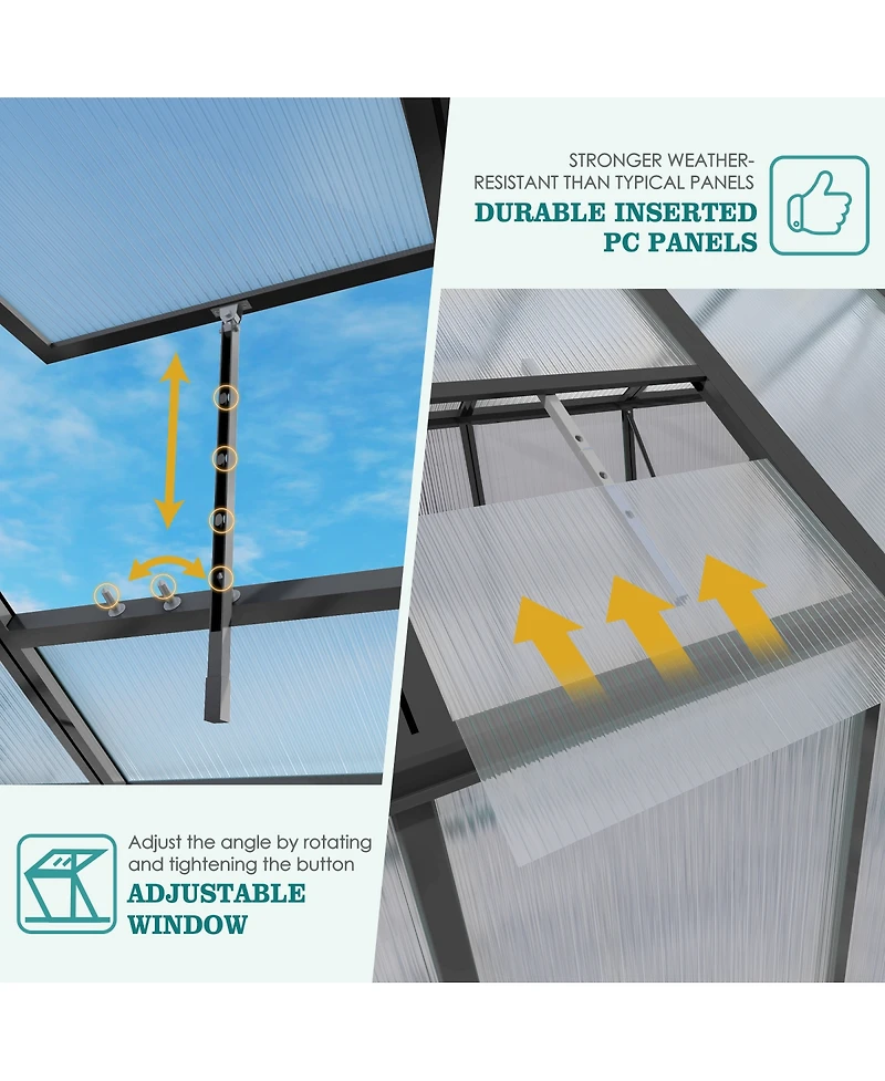 Streamdale Furniture Gain height windproof aluminum greenhouse Polycarbonate Greenhouse Raised Base