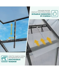 Streamdale Furniture Gain height windproof aluminum greenhouse Polycarbonate Greenhouse Raised Base