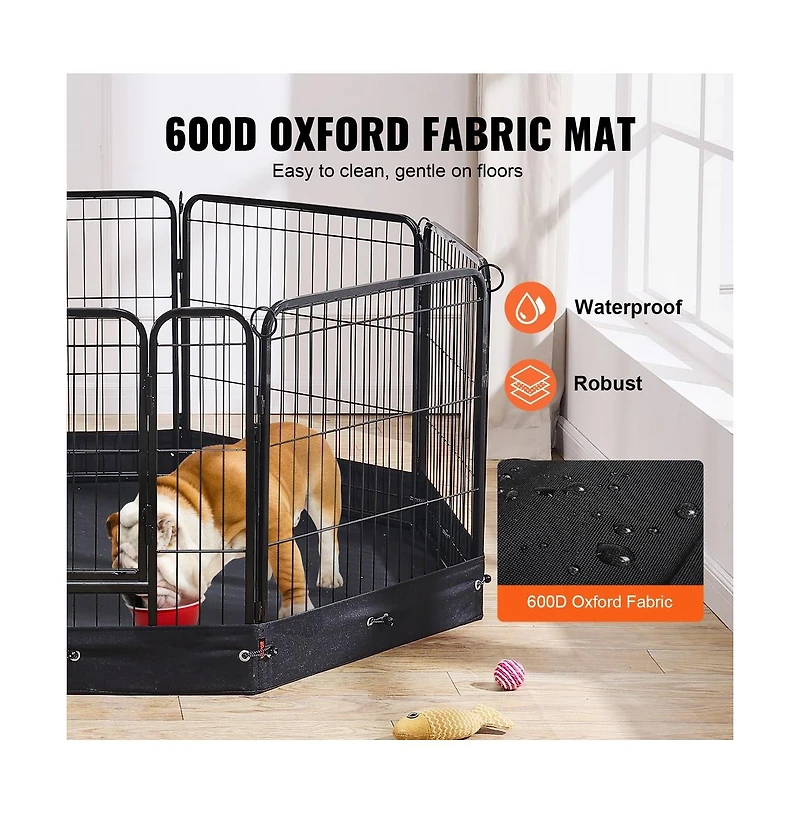 Ruie 8 Panel Foldable Metal Dog Exercise Pen 24 in Tall Square Panels