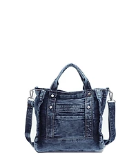 Susu Women's Rework Tote Bag Crossbody Shoulder Bag Washed Blue Mini Satchel Top Handle Everyday Casual Handbag