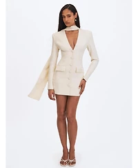 Miss Circle Women's Jeannie Cream Blazer Mini Dress with Scarf